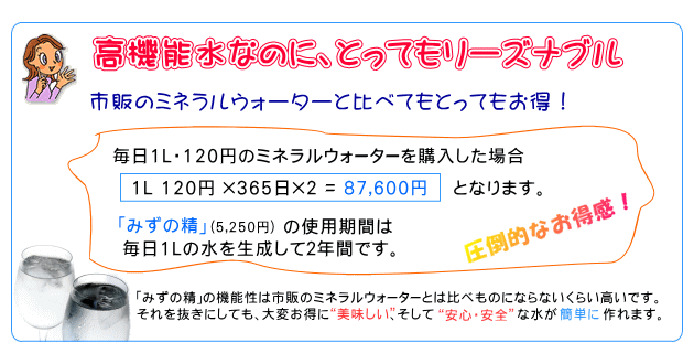 とってもお得なゼオライト健康水【みずの精】